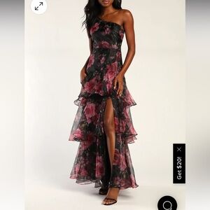 Lulus Floral Print Ruffle Dress